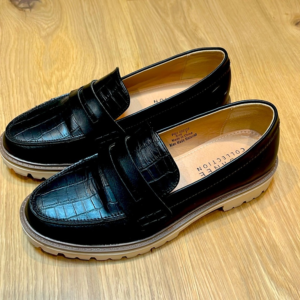 Chunky black loafers